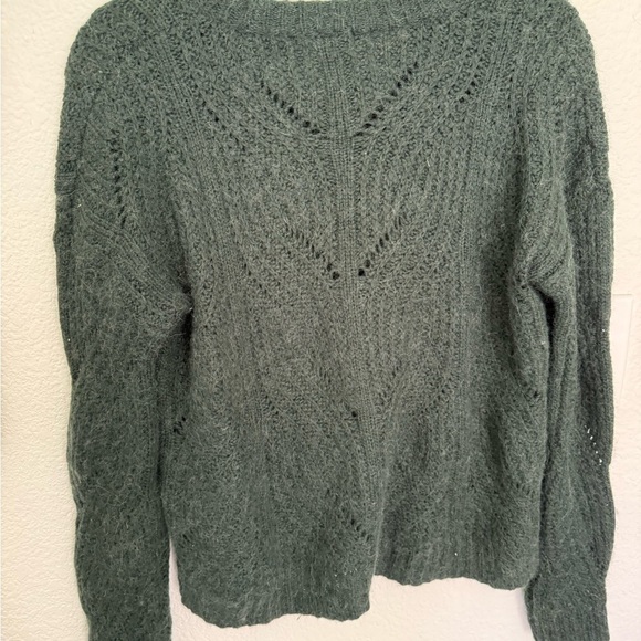 Madewell Charley Pointelle Cable Knit Pullover Alpaca Forest Green Sweater - Picture 4 of 6